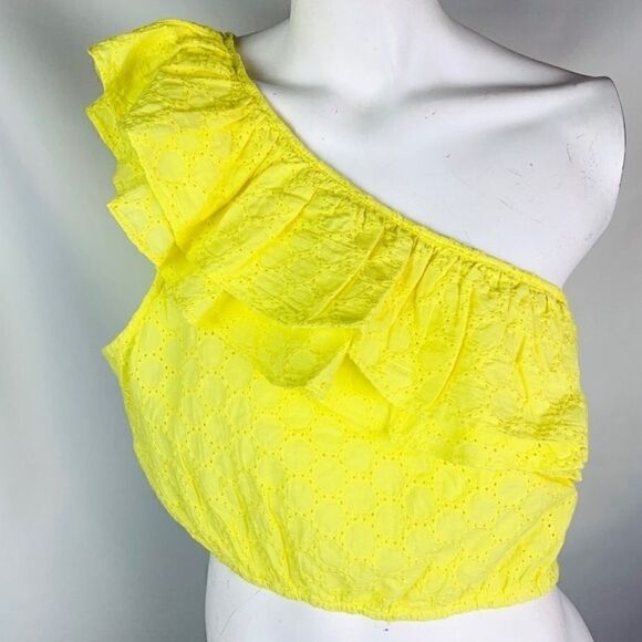 Zara One Shoulder Yellow Crop Top - Picture 4 of 4